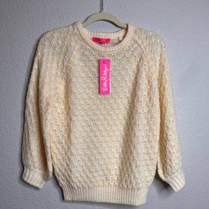 Lilly Pulitzer New Corabelle Knit Sweater Coconut Honeycomb Size Small